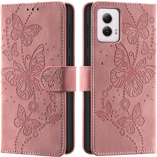 Case Wallet for Motorola Moto G Power 5G 2024, Pink | RFID Blocking, 3 Card Holder Stand, Shockproof TPU Shell, PU Leather Magnetic Closure, 6.7-inch - color: Pink