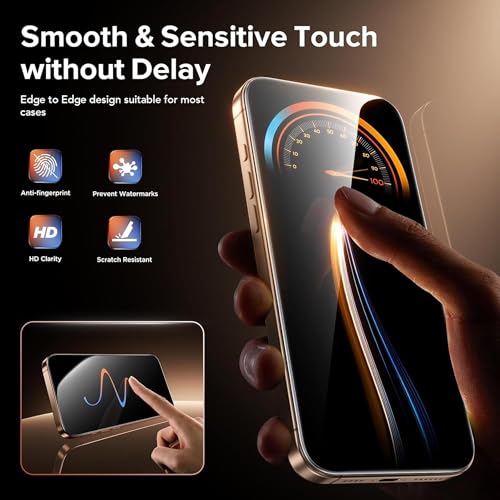 OneFish for iPhone13 Privacy Screen Protector 4-Way 360Anti-Spy Tempered Glass, 9H Hardness, 3D Curved Edges, Case-Friendly & Easy Installation - size: iPhone13 - 6.1inch