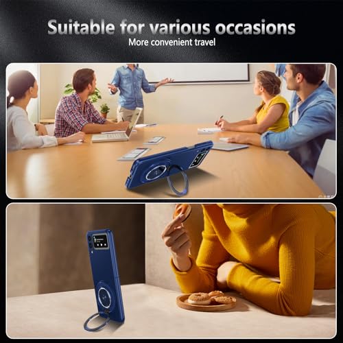 Magnetic Case for Samsung Galaxy Z Flip 3, [Compatible with MagSafe] Military Grade Shockproof Slim fit Samsung Z Flip 3 Phone Case with Magnetic Ring Kickstand Blue - color: Blue, size: Samsung Galaxy Z Flip 3