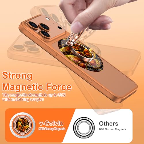 Magnetic Phone Ring Holder for MagSafe Grip,[Super Magnet],Stylish 360° Rotation Cell Phone Grip Stand Finger Ring Kickstand for iPhone 17 16 15 14 Pro Max,iPad and Smartphones,Black - color: Black