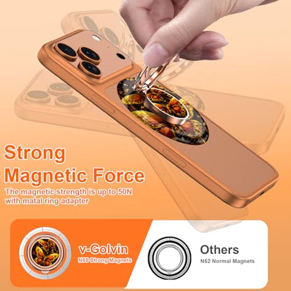 Magnetic Phone Ring Holder for MagSafe Grip,[Super Magnet],Stylish 360° Rotation Cell Phone Grip Stand Finger Ring Kickstand for iPhone 17 16 15 14 Pro Max,iPad and Smartphones,Black - color: Black