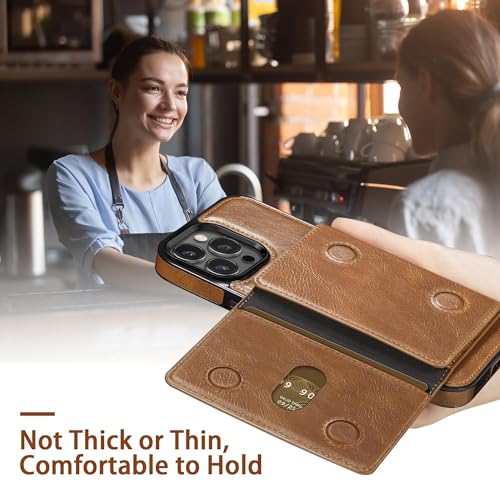 LOHASIC Compatible with Magsafe iPhone 15 Pro Max Wallet Case, Brown | Luxury Leather, RFID Blocking, Detachable Credit Card Holder Slot, Strong Magnetic, Kickstand, Flip Phone Case - color: Brown, size: for iPhone 15 Pro Max