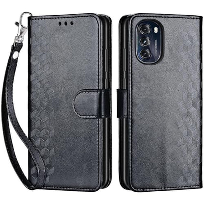 for Motorola Moto G 5G 2022 Wallet case, Black-Cube | 3 Card Holders, Kickstand, Shockproof TPU Shell, PU Leather, Magnetic Closure, Protective Flip Folio Cover, Women - color: 4