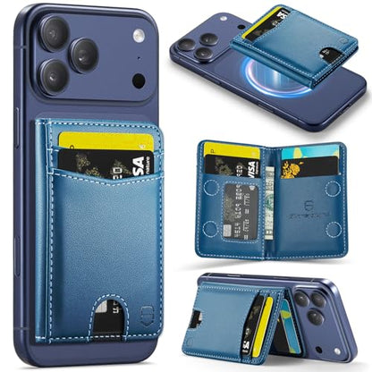 Strapurs Strong Magnetic Wallet Card Holder for MagSafe Phones and Cases, Slim PU Leather Detachable Phone Wallet with 6 Card Slots RFID Blocking for iPhone 17/16/15/14/13/12/Pro/Max/Plus – Dark Blue - color: Dark Blue