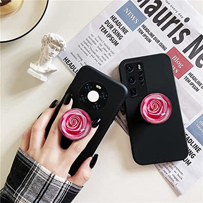 Clear Crystal Glitter Collapsible Expanding Moblile Cell Phone Grip Stand Holder for Smartphones and Tablets Phone Accessory（Pink Rose Flower） - color: Green