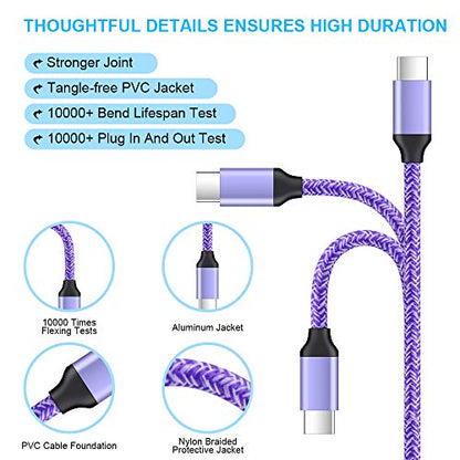 C Phone Wall Charger for Samsung Galaxy Note 10 Lite/Plus/9/20 S26 S25 S24 - color: Black Purple