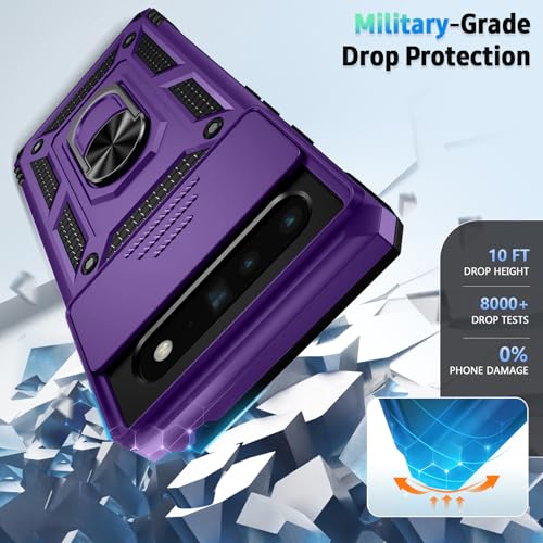 Vinve for Google Pixel 6 Pro Case with Slide Lens Cover, Military Grade Drop Protection, Magnetic Rotated Ring Holder Kickstand Phone Case (Deep Purple) - color: Deep Purple