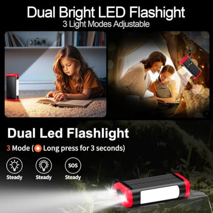 Solar Power Bank Portable Charger 66800mAh Battery Pack for Camping(Red) - color: Red