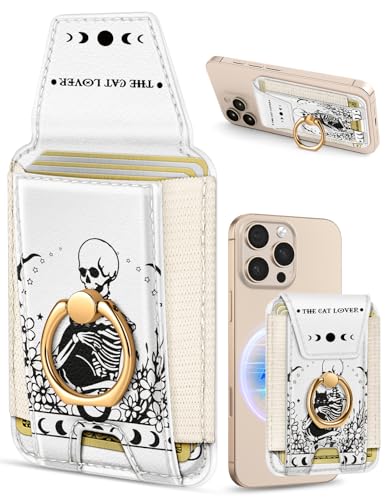 Shorogyt Compatible with Magsafe Wallet with Grip, Love Cat Skull - color: Love Cat Skull