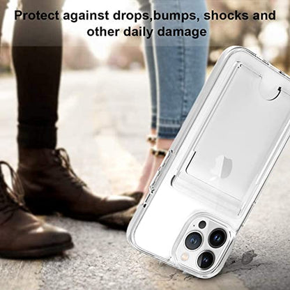 Gukalong Clear Wallet Case for iPhone 14 Pro with Credit Card Holder | Hard PC Heavy Duty Shockproof Protection Anti-Scratch Phone Cover Card Slot Anti-Yellowing Case for Women Men - size: for iPhone 14 Pro