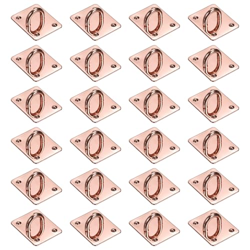PATIKIL Metal Phone Charm Hook 1.1", 24Pcs Adhesive Square Shaped Phone Finger Grip Hook Smartphones Keychain Ring Charm Loop for DIY Tablet Case Accessories, Rose Gold - color: Rose Gold
