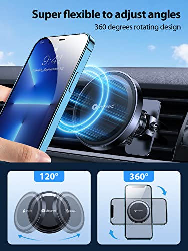 VICSEED for MagSafe Car Mount [Upgraded Strongest Magnet Power] Magnetic Phone Holder for Car Vent 360 Adjustable Magnetic Car Phone Holder Mount for iPhone 17 Pro Max 16 15 14 13 12 Plus Mini - color: Black