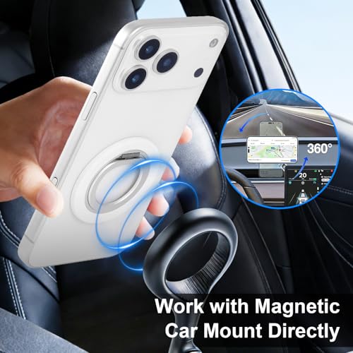 Phone Ring Grip, 360°Rotation Phone Grip Stand Finger Ring Kickstand for iPhone 17 Pro Max 16 15 14 13 12 (White)