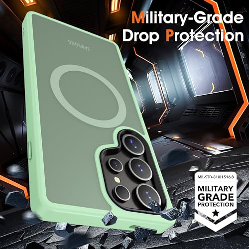Oterkin Magnetic for Samsung Galaxy S25 Ultra Case Matte [Compatible with MagSafe][Frosted Translucent][Military Grade Protection][Shockproof Anti-Scratch] Slim S25 Ultra Phone Case (Green) - color: S25 Ultra-Green, size: Galaxy S25 Ultra Case