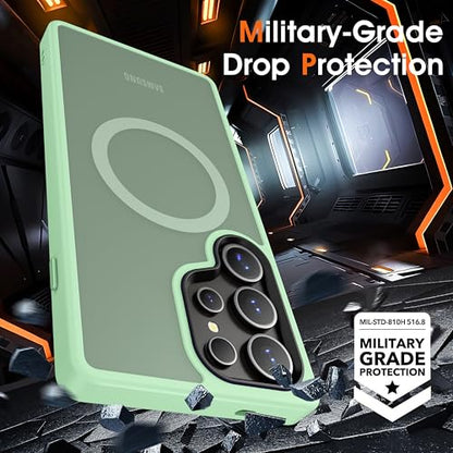Oterkin Magnetic for Samsung Galaxy S25 Ultra Case Matte [Compatible with MagSafe][Frosted Translucent][Military Grade Protection][Shockproof Anti-Scratch] Slim S25 Ultra Phone Case (Green) - color: S25 Ultra-Green, size: Galaxy S25 Ultra Case