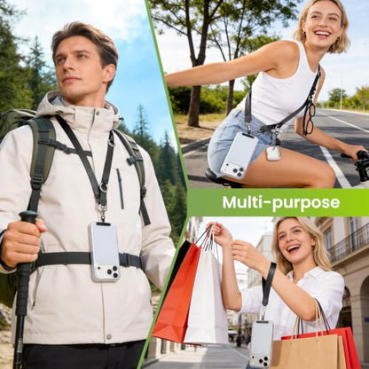 takyu Multifunctional Phone Lanyard, 3 in 1 Cell Phone Detachable Adjustable Crossbody Strap & Neck Lanyard & Wrist Lanyard with 2x Tether Tab for Most Smartphones, Outdoor Travel Essential Black - color: Blackx1