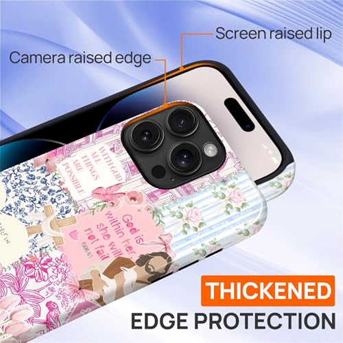 Case Designed for iPhone 14 Pro, Hybrid 2-Layer Case, Military-Grade Protection Durable Shockproof Anti-Scratch Phone Case, Pink Blue Jesus Collage - color: A Pink Blue Jesus Collage, size: Iphone 14 Pro