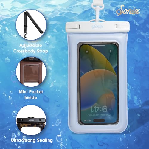 Sonix Waterproof Phone Pouch - Floating Phone Case Dry Bag w/Crossbody Lanyard - Beach Cruise Travel Essentials - Compatible w/All Devices, Touchscreen Friendly | Jelly Blue - color: Jelly Blue