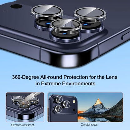 QHOHQ [1-Second Auto-Install] 3 Pack Screen Protector for iPhone 17 Pro [6.3 Inch] + 1 Set Camera Lens Protector, Shatterproof Tempered Glass, [Military Grade Protection], Anti-Finger, Case Friendly - size: iPhone 17 Pro 6.3 Inch