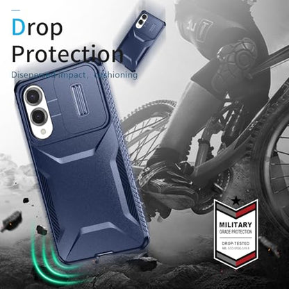 Asuwish Phone Case for Samsung Galaxy S25 Edge 5G with Screen Protector and Slide Camera Cover Rugged Hybrid Shockproof Protective Cell Accessories S25Edge 25S S 25 25Edge 6.66 2025 Women Men Blue - color: Blue