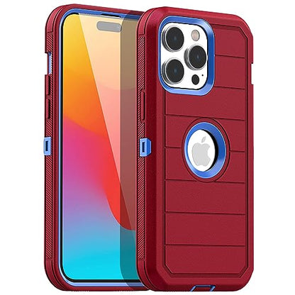 AICase iPhone 15 Pro Max Case,Heavy Duty Drop Protection Full Body Rugged Shockproof Military Protective Tough Durable Cover Compatible with iPhone 15 Pro Max 6.7"_2 - color: Hot Red/Blue