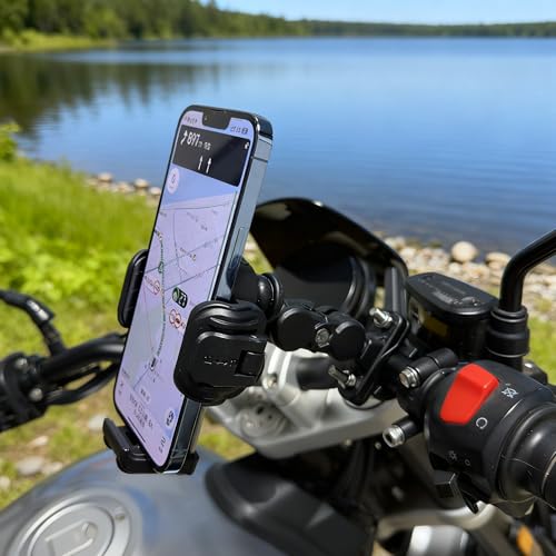 Anti-Vibration Motorcycle Phone Mount with Anti-Theft Lock, Bike Phone Holder Fits 4.7-7.2" Phones for Motorcycle, Bicycle, Scooter, ATV