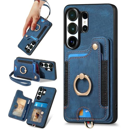 for Samsung Galaxy S26 Ultra Case Wallet with Card Slots Blue | PU Leather Flip Folio Cover,RFID Blocking Ring Holder,Kickstand,Wrist Strap,Shockproof,Magnetic Protective,Women Men Girls - color: Blue, size: Galaxy S26 Ultra 6.9 Inch