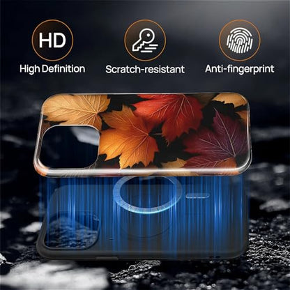 Magnetic Phone Case for iPhone 14 Pro,Compatible with MagSafe,Durable 2 Layers Full Covered Shockproof Protective Cover-Autumn Maple Leaves - color: Autumn Maple Leaves, size: iPhone 14 Pro