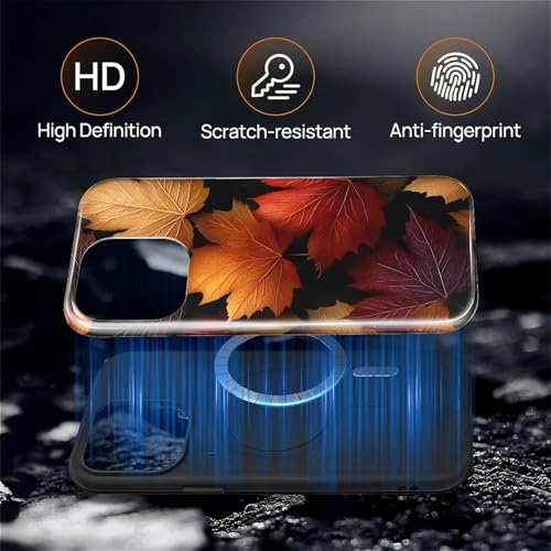 Magnetic Phone Case for iPhone 14 Pro Max,Compatible with MagSafe,Durable 2 Layers Full Covered Shockproof Protective Cover-Autumn Maple Leaves - color: Autumn Maple Leaves, size: iPhone 14 Pro Max