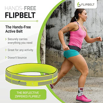 FlipBelt Zipper Running Belt, Waist Pack for Fitness and Running, US Company - color: Reflective Neon Yellow, size: X-Small