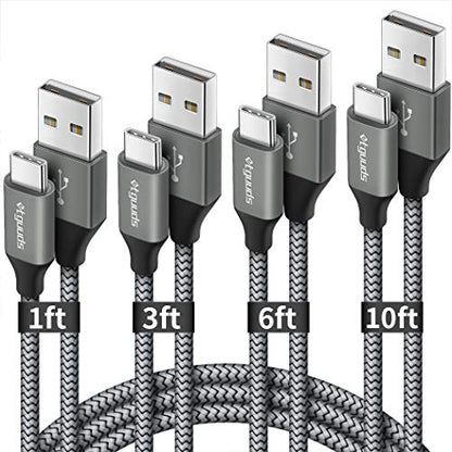 etguuds USB to USB C Cable, 4-Pack USB A to USB C Cable Fast Charging - color: Gray, size: 1ft,3ft,6ft,10ft