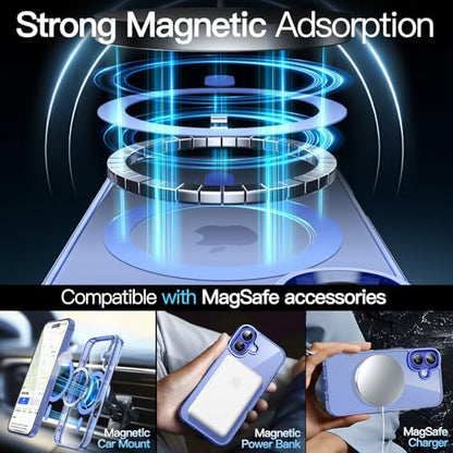 JETech Magnetic Case for iPhone 16 6.1-Inch Compatible with MagSafe, Shockproof Phone Bumper Cover, Anti-Scratch Clear Back (Ultramarine) - color: Ultramarine, size: iPhone 16