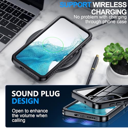 xiwxi for Samsung Galaxy S22 Plus Case Waterproof,[IPX8 Underwater Case][Full Body Shockproof & Military Dropproof] Clear Sound Quality Built-in Screen Protector for Samsung S22 Plus 6.6 inch-Black - size: For Samsung S22 Plus-6.6"