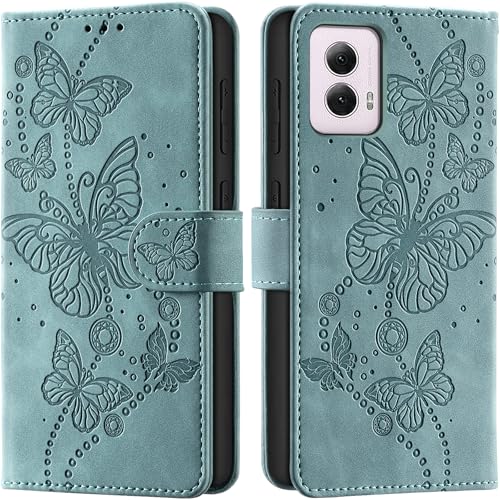 Case Wallet for Motorola Moto G Power 5G 2024, Light Green | RFID Blocking, 3 Card Holder Stand, Shockproof TPU Shell, PU Leather Magnetic Closure, 6.7-inch - color: Light Green