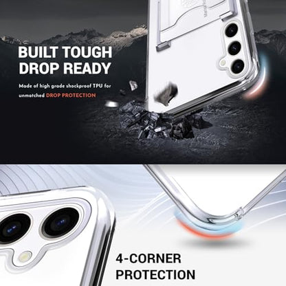 Shields Up for Samsung Galaxy S25 FE Case with Card Holder Stand, Clear - color: Clear, size: Galaxy S25 FE