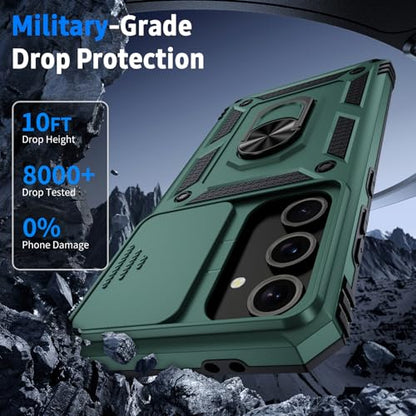 for Samsung Galaxy A16 5G Case with Camera Lens Cover, 10 FT Military Grade Drop Protection, Magnetic Ring Holder Kickstand Protective Phone Case, Pine Green - color: Pine Green, size: Galaxy A16 5G