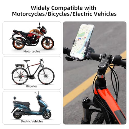 Motorcycle Phone Mount,Bike Phone Holder, Bicycle Handlebar Cell Phone Mount Smartphone Holder Mount 360° Adjustable One Hand Operation, Bike Accessories Handlebar Phone Clip Holder, 94001 - color: Black Handlebar