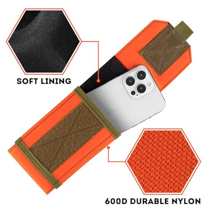 Tactical Molle Phone Cover Case, Heavy Duty Loop Belt Holster Pouch with Flag Patch for iPhone 17 Pro Max/Air/17 Pro/17/16 Pro Max/15 Pro Max/14 Pro Max/13 Pro Max, for Galaxy S26 Ultra - color: Orange