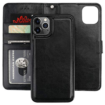 Bocasal Detachable Wallet Case Card Holder for iPhone 11 Pro Max Black - color: Black