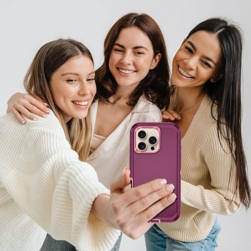 for iPhone 16 Pro Max Case Heavy Duty Protective Shockproof Dropproof 3-Layer Full Body Protection [Without Screen Protector] Tough Rugged Cover for Apple iPhone 16 Pro Max,Purple/Pink - color: Purple/Pink