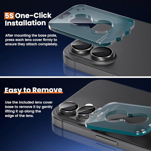 imluckies Camera Lens Protector for iPhone 17 6.3", [AR+AF] HD Clear Tempered Glass Lens Cover, 9H Hardness Scratch Resistant Individual Metal Ring, Case Friendly & Easy Install, Black - color: Black