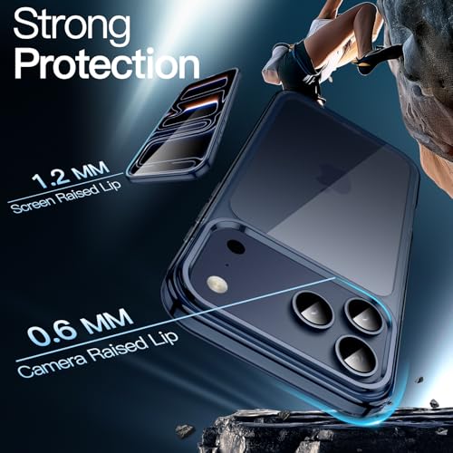 JETech Case for iPhone 17 Pro, Anti-Yellowing, Deep Blue | Shockproof Protection, Scratch Resistant Hard PC Back, Durable Transparent TPU Bumper - color: Deep Blue, size: iPhone 17 Pro