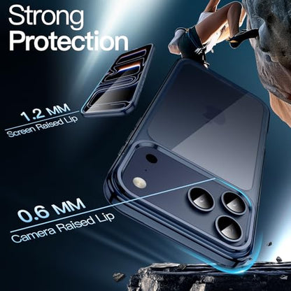 JETech Case for iPhone 17 Pro Max, Anti-Yellowing, Deep Blue | Shockproof Protection, Scratch Resistant Hard PC Back, Durable Transparent TPU Bumper - color: Deep Blue, size: iPhone 17 Pro Max