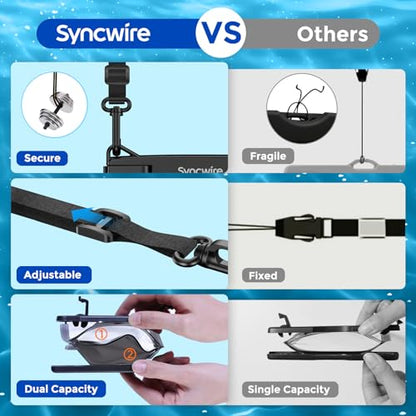 SYNCWIRE Waterproof Phone Case, 2-Pack IPX8 Double Space Waterproof Phone Pouch for iPhone 15 14 13 12 Pro Max XR X SE 2022 8 Samsung S24 S23 S22 Ultra S21 Phones Under 8.5 Inch - Black
