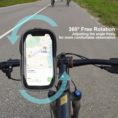 Bike Phone Handlebar Bag Holder Bike Phone Holder Waterproof Bike Bag with Sun-Visor Rain Cover, TPU Touch Screen, Handlebar Mount Bicycle Phone Front Frame Bag Bike Phone Mount for Bike - style: Handlebar Bag