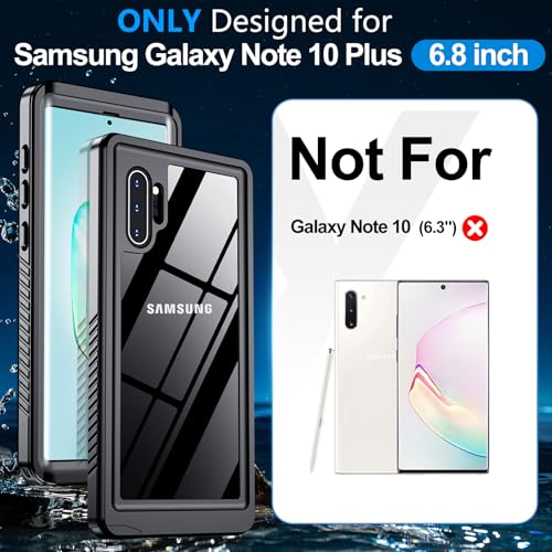 xiwxi for Samsung Galaxy Note 10 Plus Case Waterproof,[IPX8 Underwater Case][Full Body Shockproof & Military Dropproof] Built-in Screen Protector for Samsung Note 10 Plus 6.8 inch-Black - size: For Samsung Note 10 Plus-6.8"