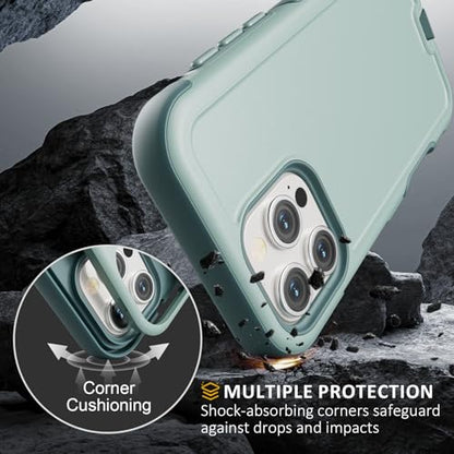 Follaroma Magnetic for iPhone 16 Pro Case, Heavy Duty Cases, Green, 6.7" | Compatible with MagSafe, Heavy Duty Shockproof,Military-Grade Anti-Drop Protective,Dual Layer Magnetic Protection Phone Cover - color: Green, size: iPhone 16 Pro 6.3''