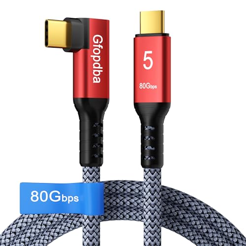 USB C Camera Tethering Cable for Right Angle Thunderbolt 5 Cable 1 FT, 120Gbps Bandwidth, 80Gbps, 240W, 8K@165Hz, 4K@540Hz for Thunderbolt 4, iPhone 17, USB4, Canon, Sony, Nikon, Fuji, Mac mini M4 - size: Right Angle 1FT