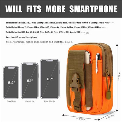 Tactical Waist Pouch EDC Molle Waist Bag Belt Phone Pouch Holster Purse Carrying Pouch for Smartphone, Tools - color: Orange