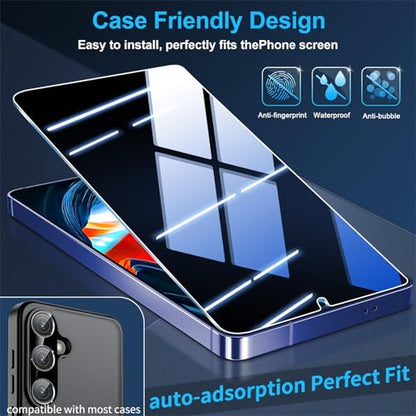 letosan 3 Pack Privacy Screen Protector for Samsung Galaxy S25 FE Tempered Glass + 2 Pack Camera Lens Protector, True 25°Anti Spy, 9H+ Hardness, Fingerprint Unlock, Case Friendly Bubble-Free 6.7Inch - size: galaxy S25 FE-6.7 Inch
